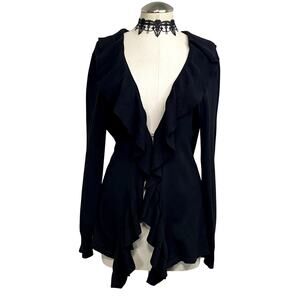 Susan Lawrence Whimsigoth Ruffle Knit Dark Coquette Cozy Vampire Cardigan